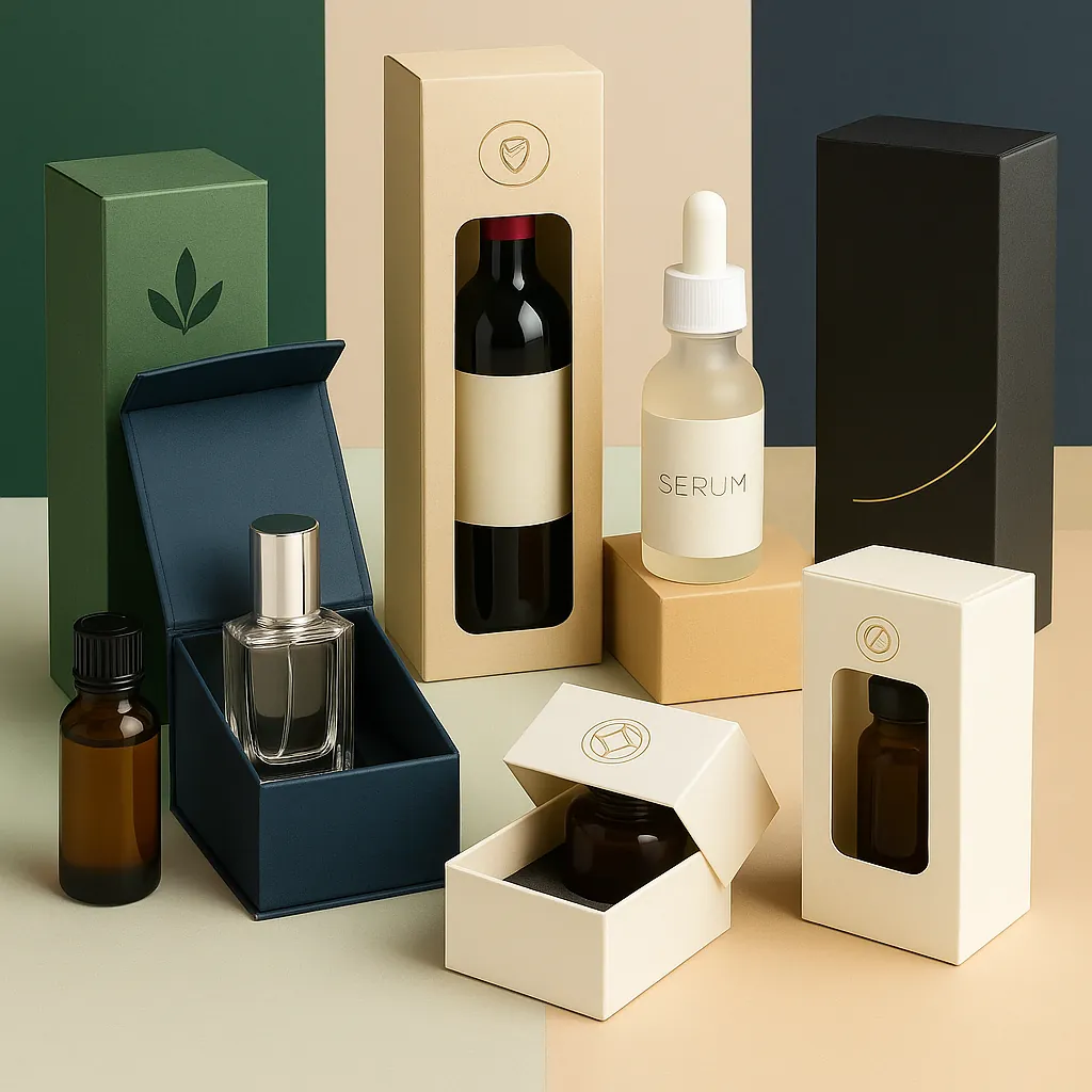 Custom bottle packaging boxes for glass and liquid products